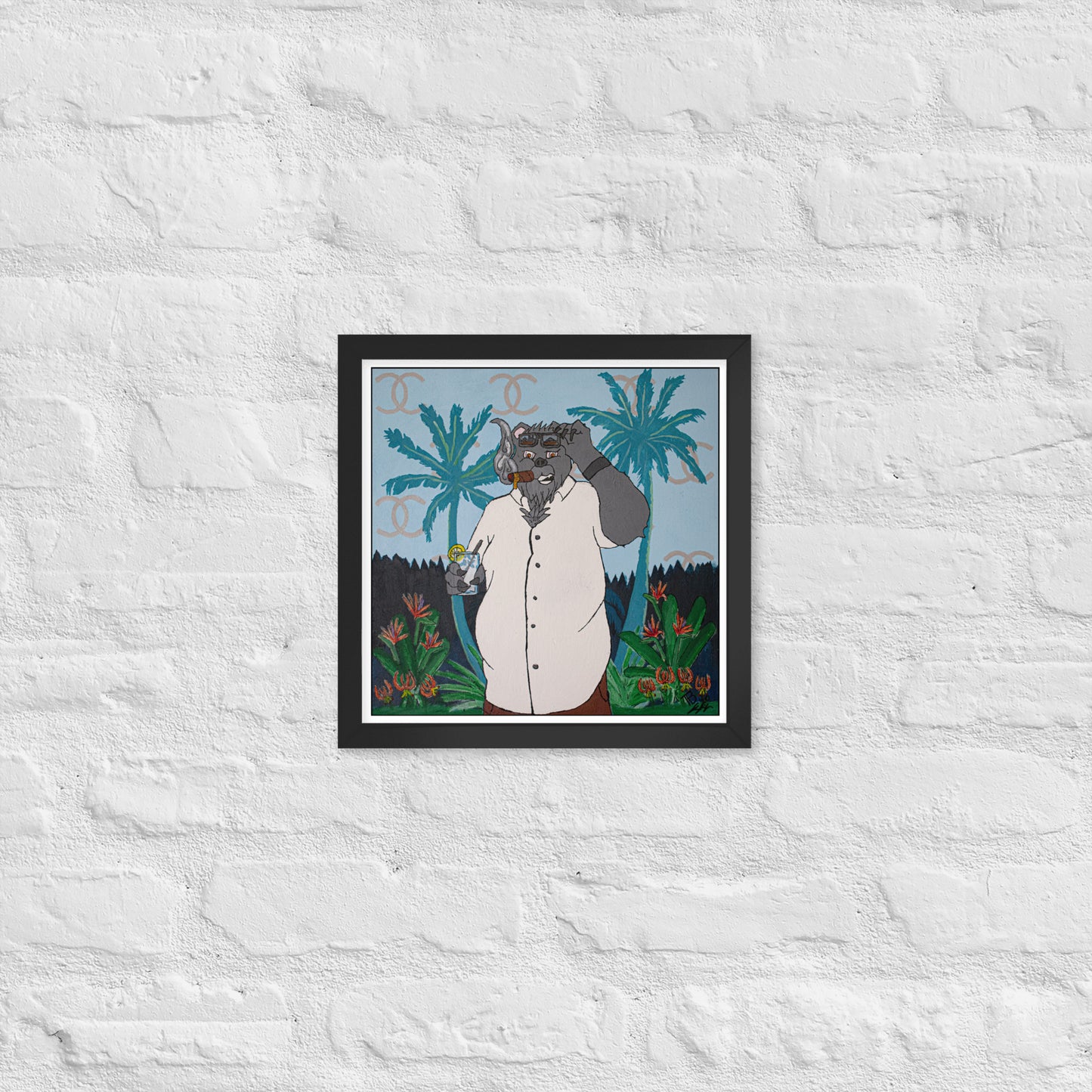 Baby Bleu Chanel Bear Framed poster Tokie Bears