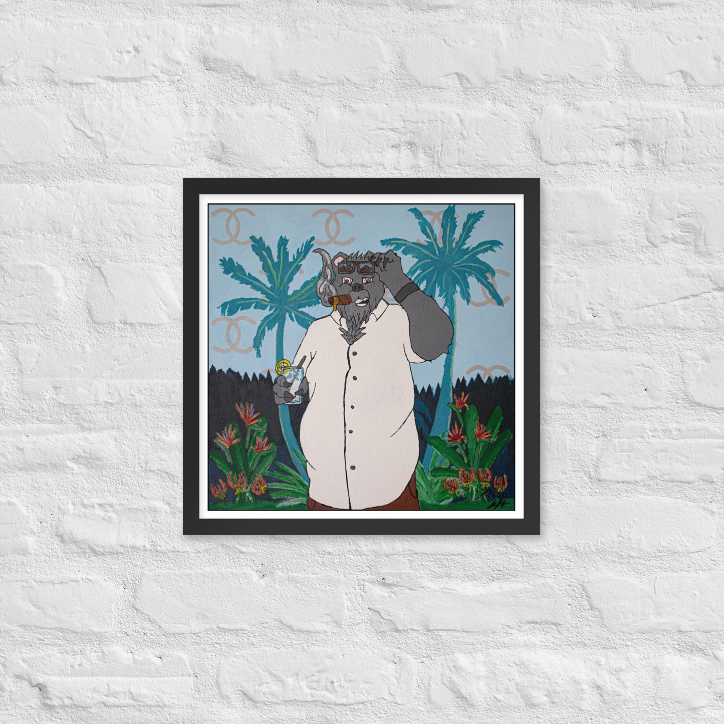 Baby Bleu Chanel Bear Framed poster Tokie Bears