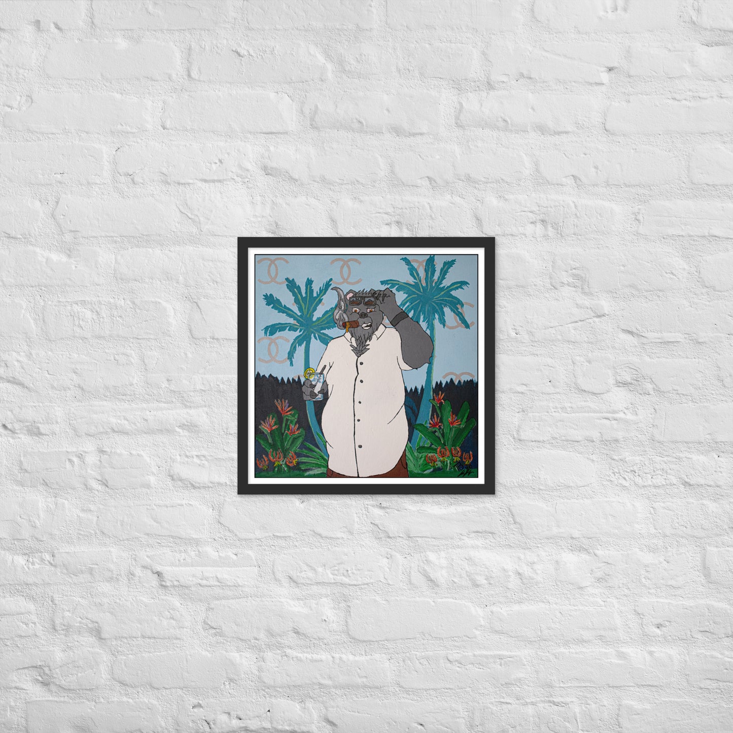Baby Bleu Chanel Bear Framed poster Tokie Bears