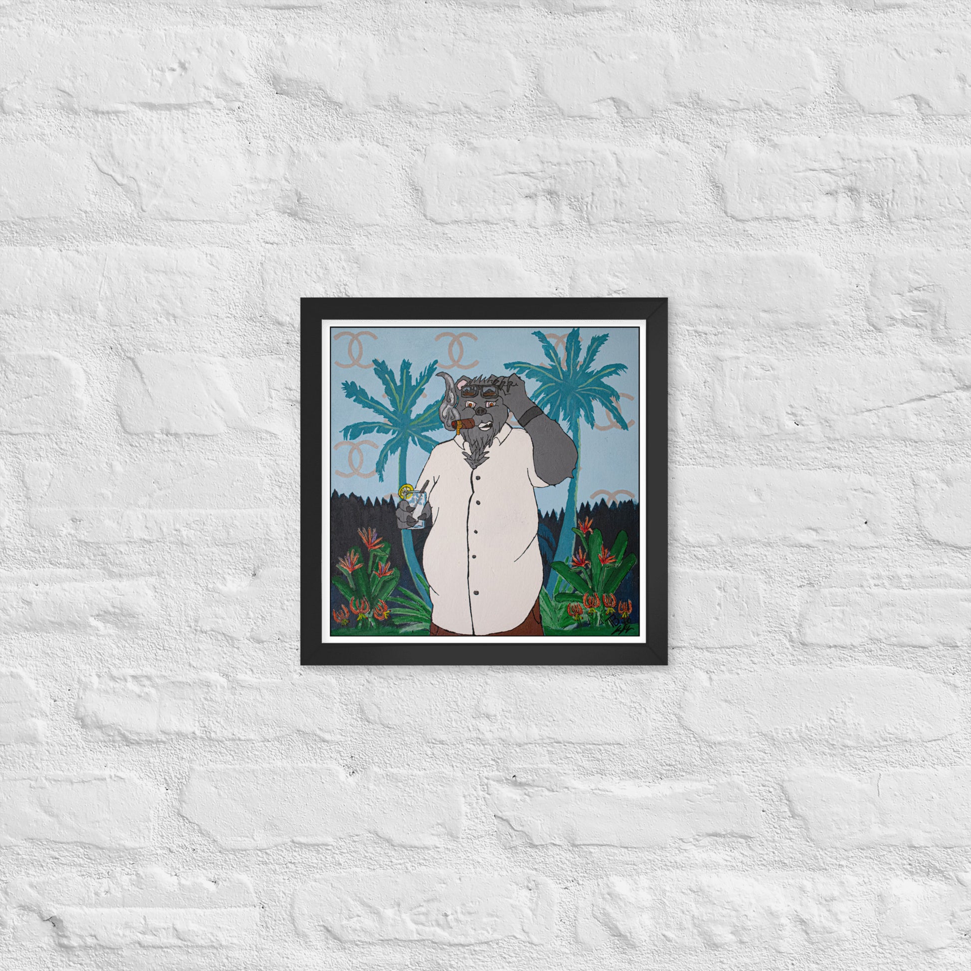 Baby Bleu Chanel Bear Framed poster Tokie Bears